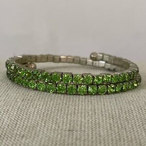 Vintage green rhinestone bangle bracelet